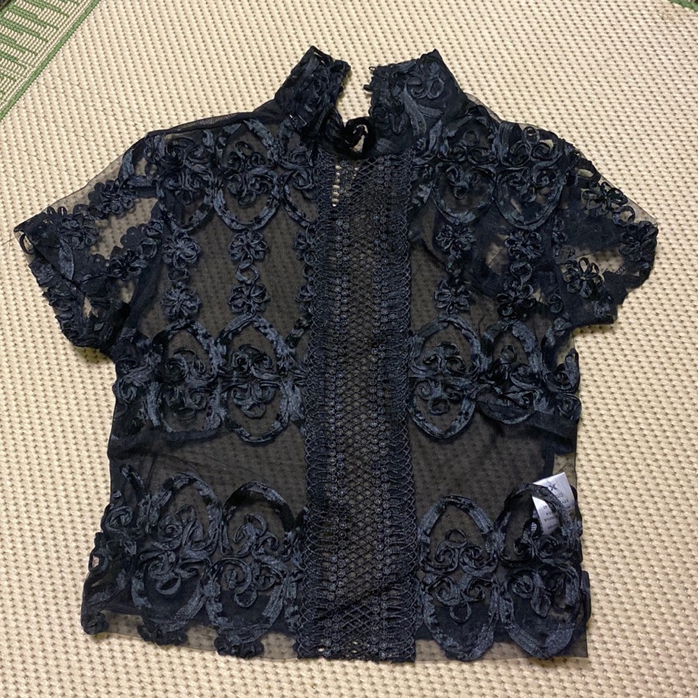 Sheer top, size XS, color black